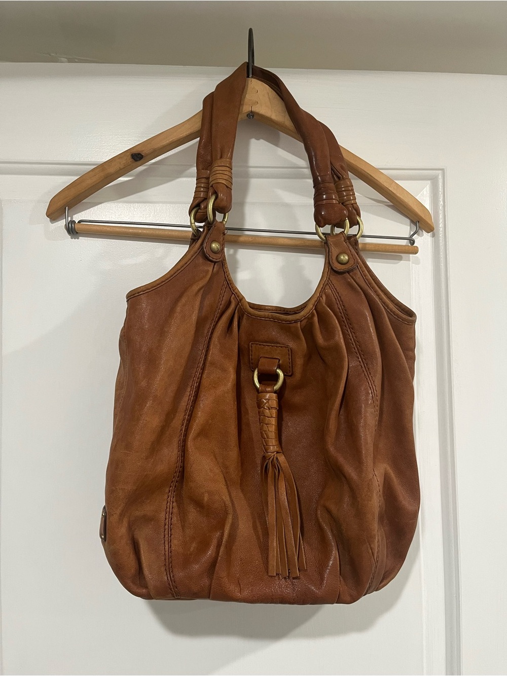UGG Chestnut Leather Tassel Shoulder Bag